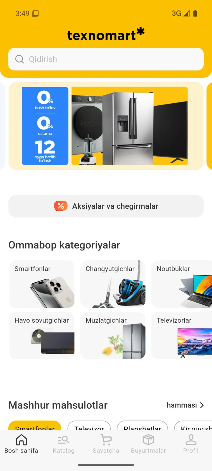 Texnomart — Bosh sahifa