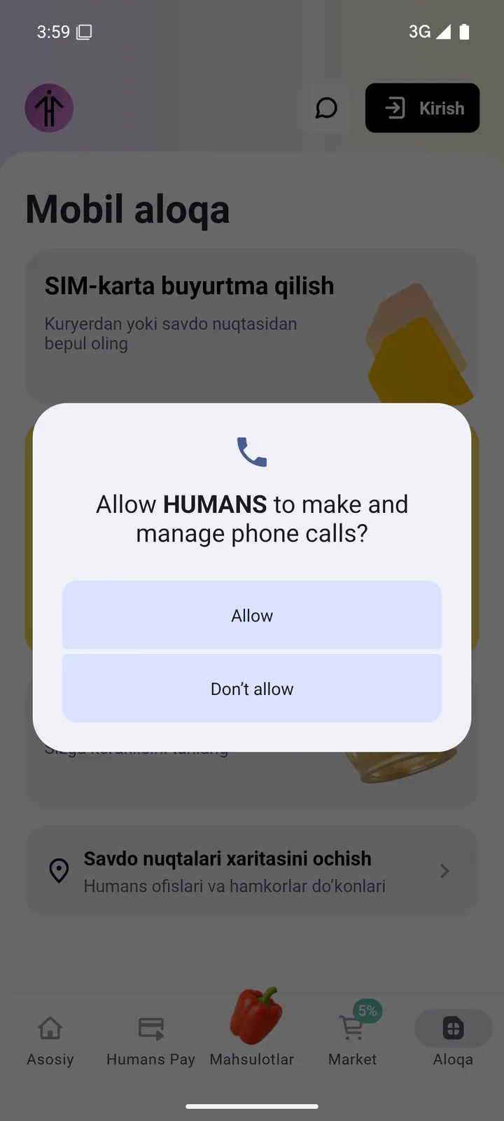 Humans — Ruxsat soʻrovi