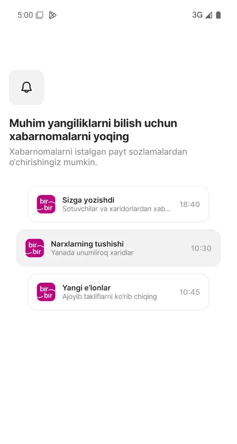 BirBir — Ruxsat soʻrovi
