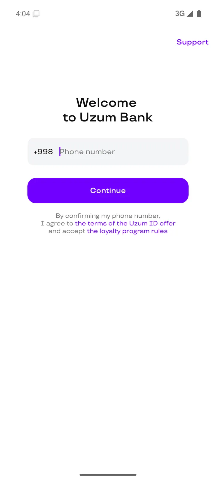 Uzum Bank — Kirish