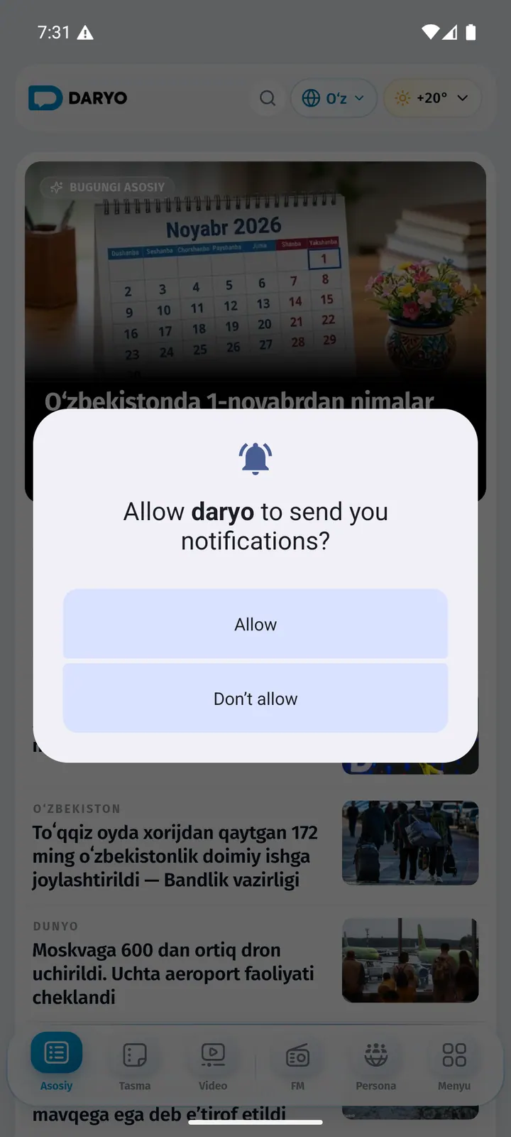 Daryo — Permission prompt