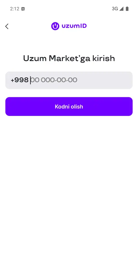 Uzum Market — Kirish