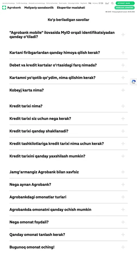 Agrobank — Yordam va FAQ