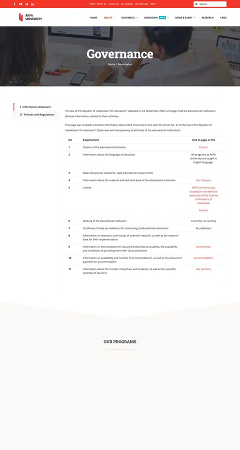 AKFA University — Huquqiy
