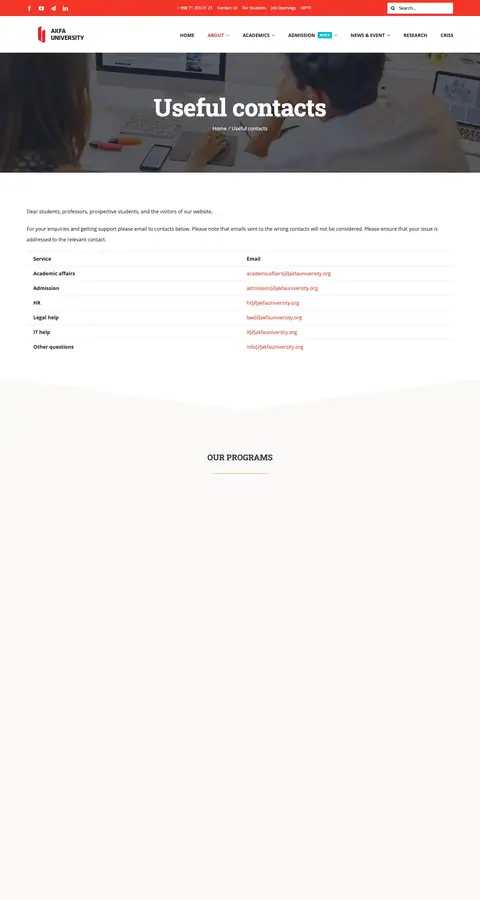 AKFA University — Aloqa