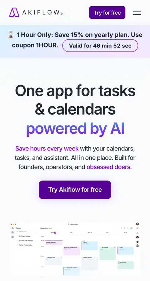 Akiflow — Bosh sahifa