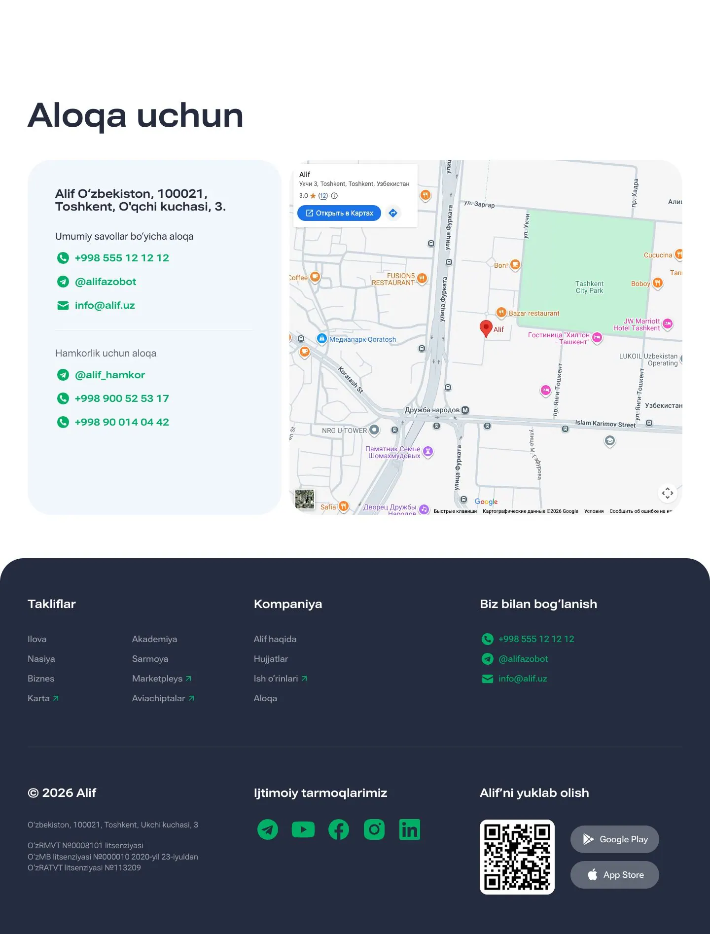 Alif — Contact