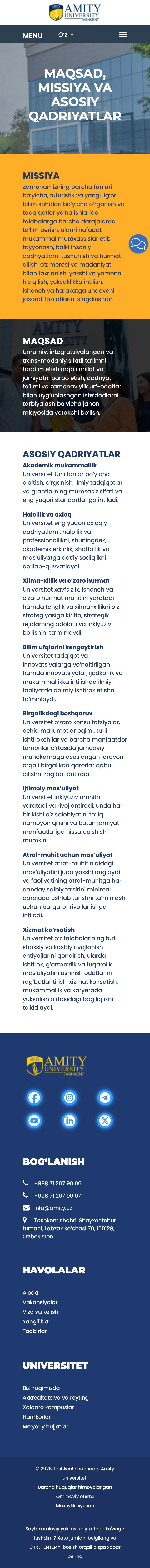 Amity University Tashkent — About
