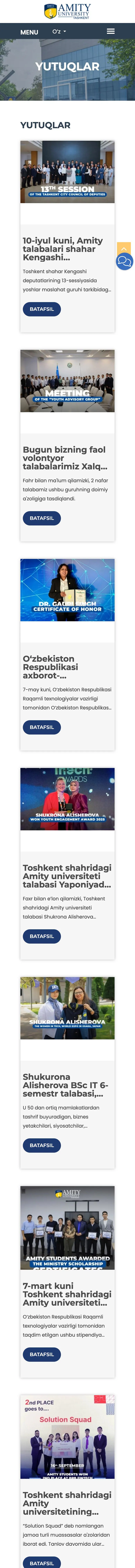 Amity University Tashkent — Boshqa