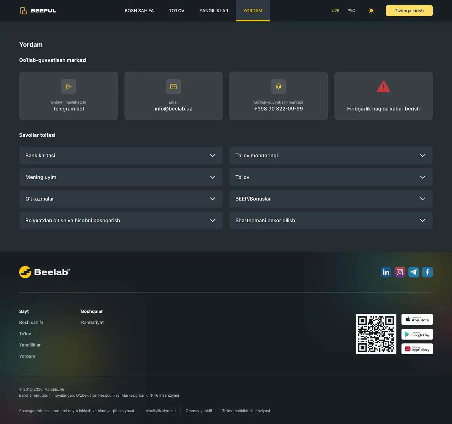 Beepul — Yordam va FAQ