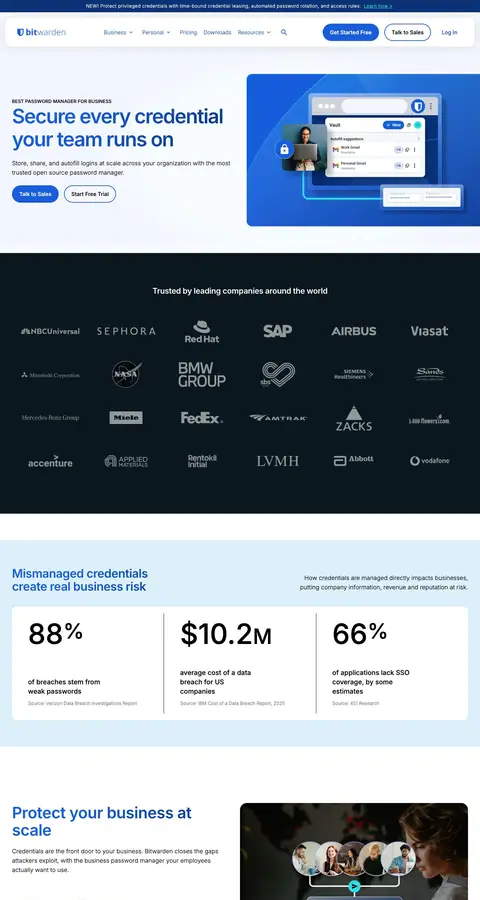 Bitwarden — Landing page