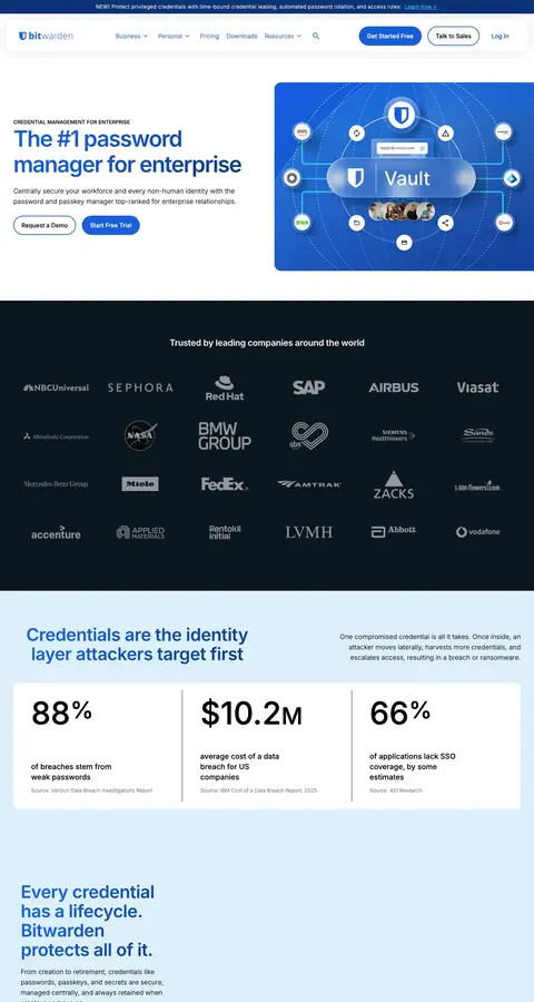 Bitwarden — Landing page