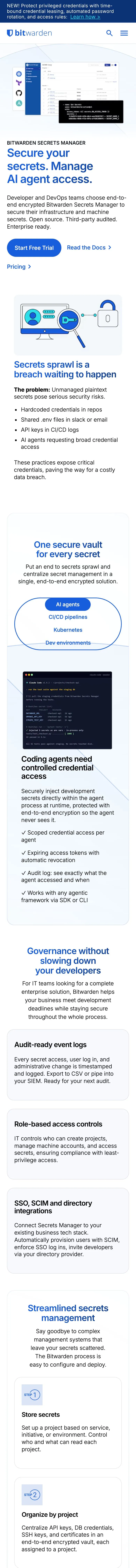 Bitwarden — Landing page