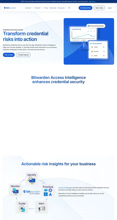 Bitwarden — Landing page