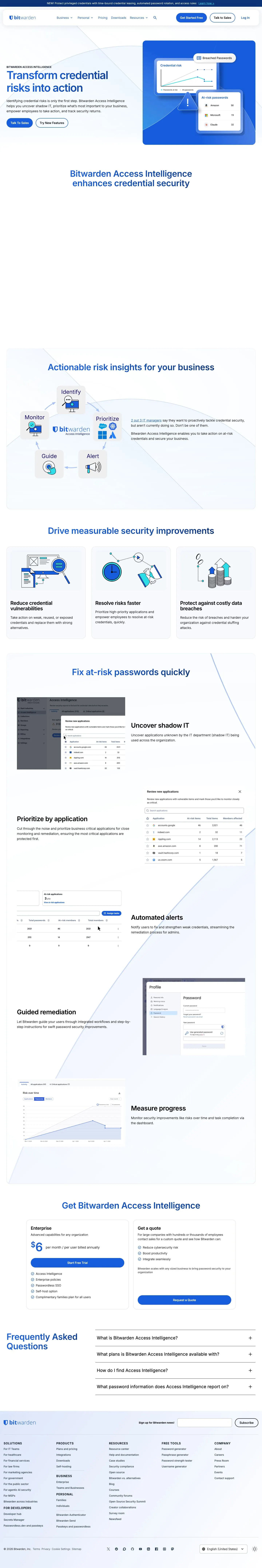 Bitwarden — Landing page