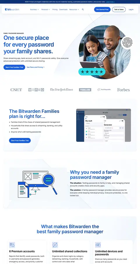 Bitwarden — Landing page