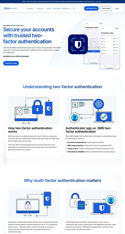 Bitwarden — Landing page