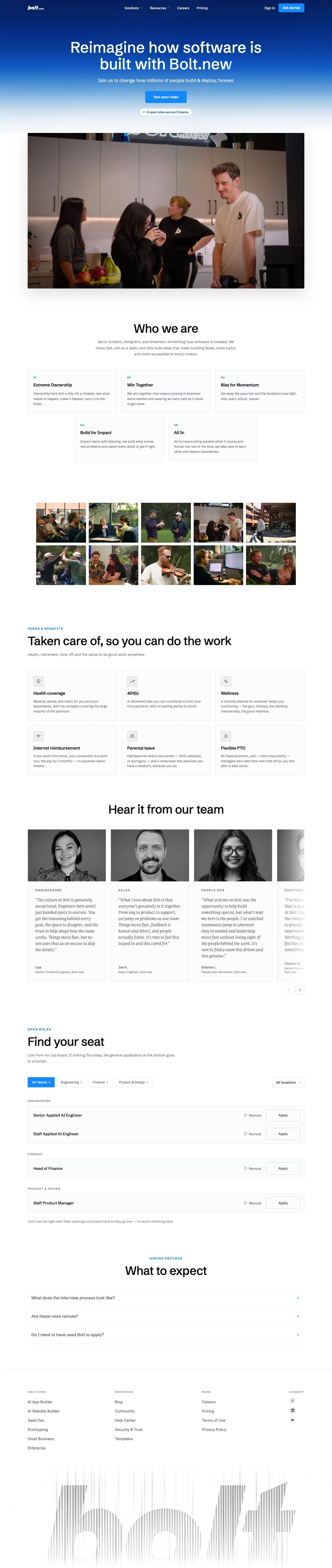 Bolt — Vakansiyalar
