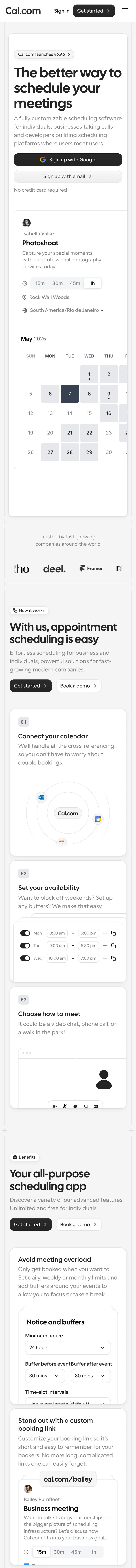 Cal.com — Landing sahifa