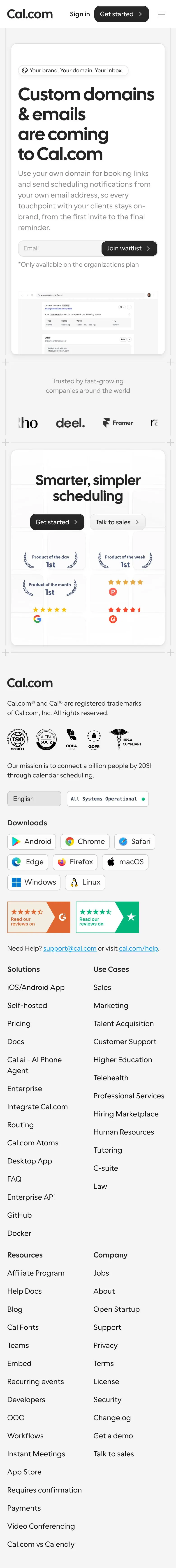 Cal.com — Landing sahifa