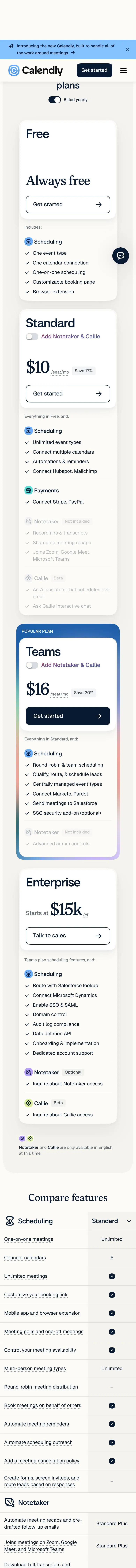 Calendly — Narxlar