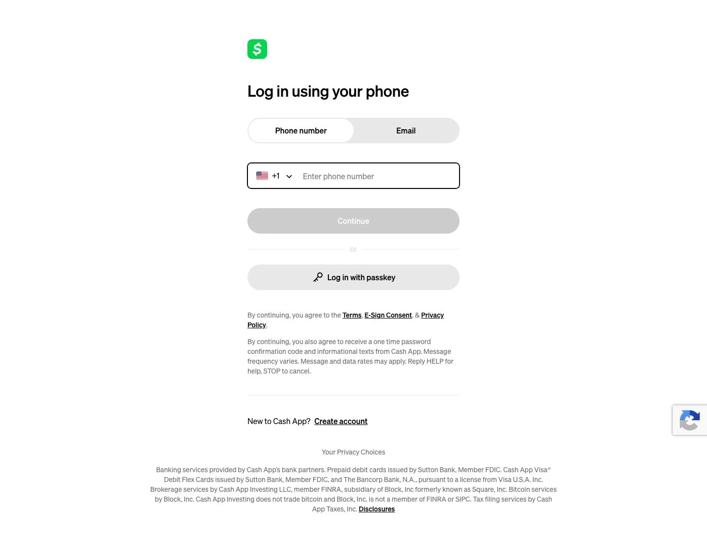 Cash App — Login