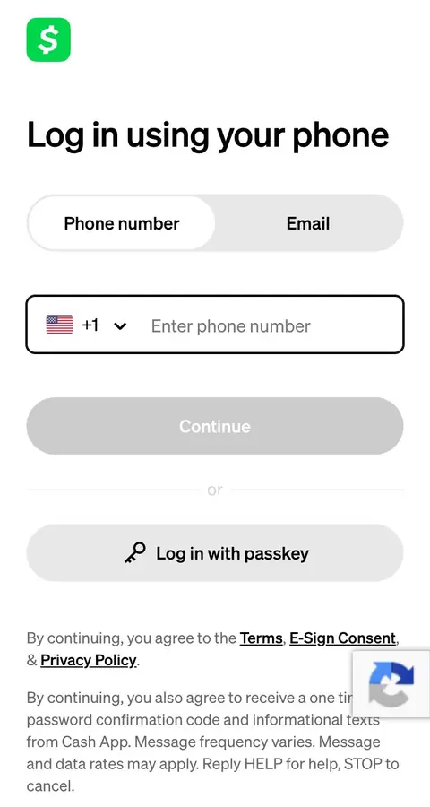 Cash App — Login