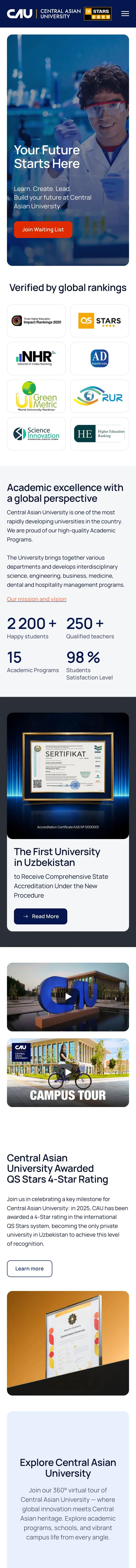 Central Asian University — Home