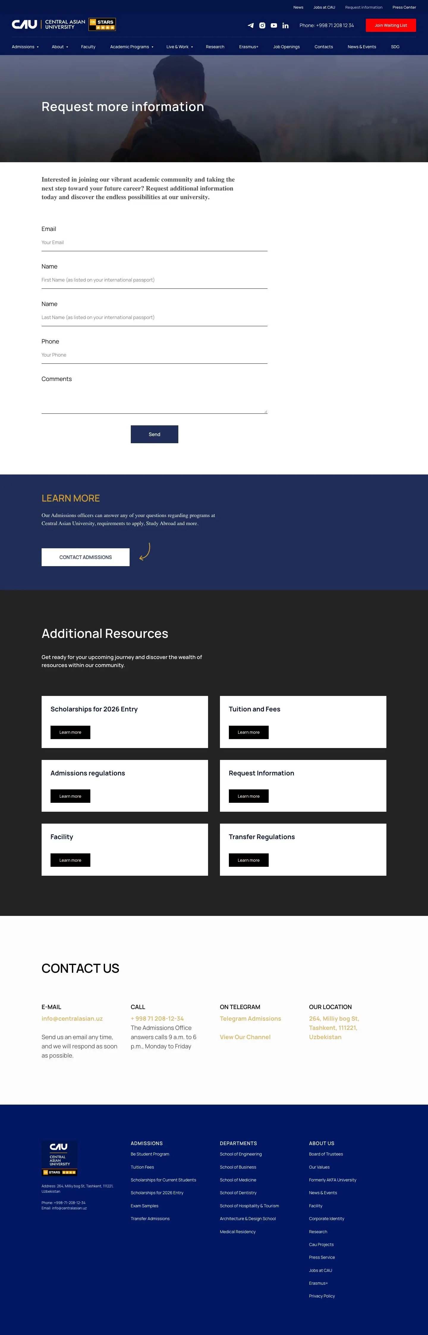 Central Asian University — Contact