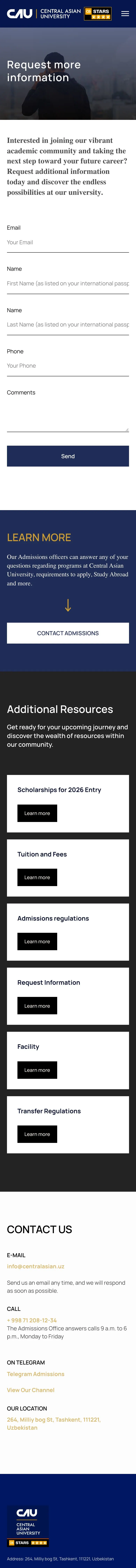 Central Asian University — Contact