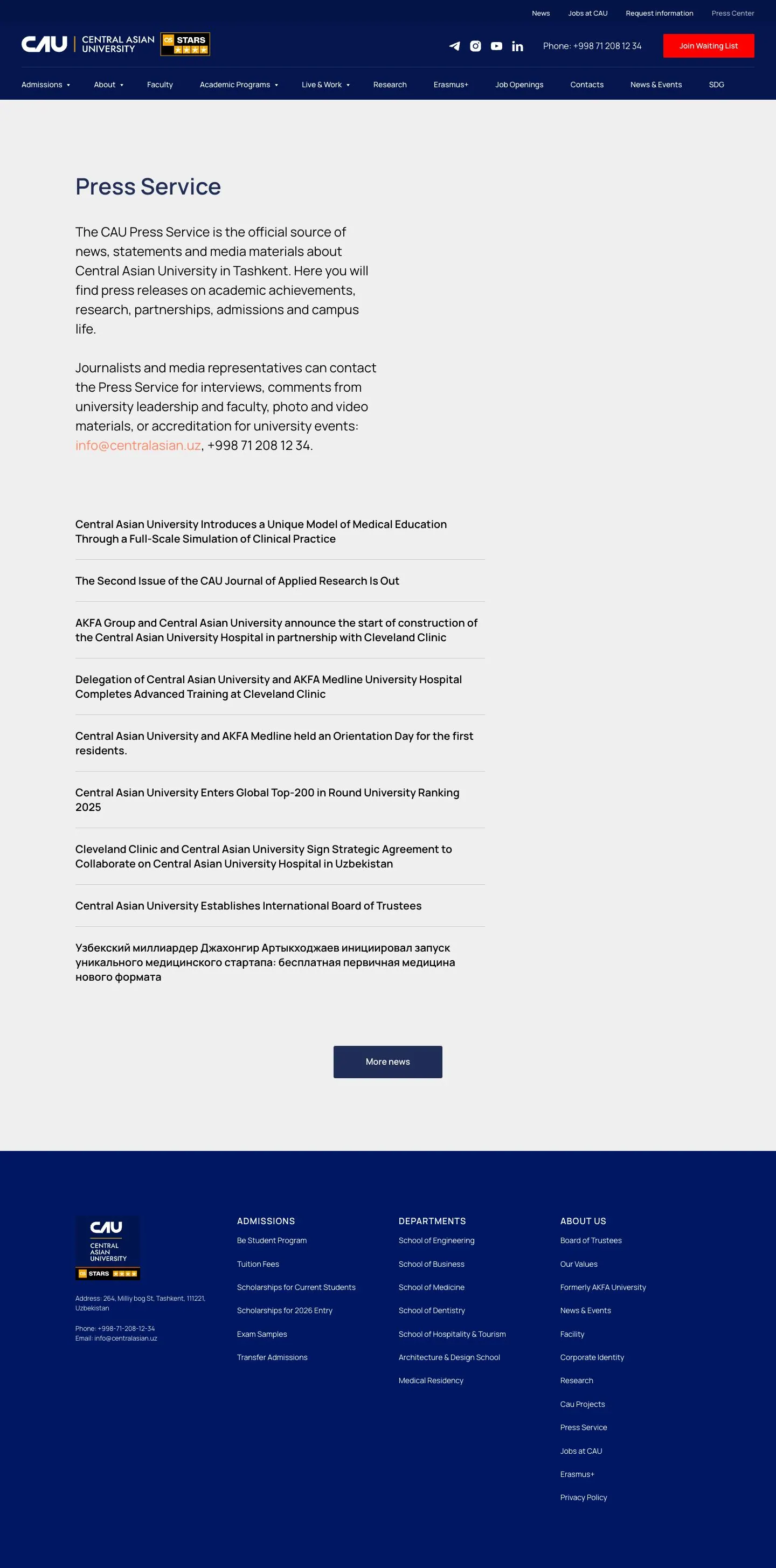 Central Asian University — Lenta