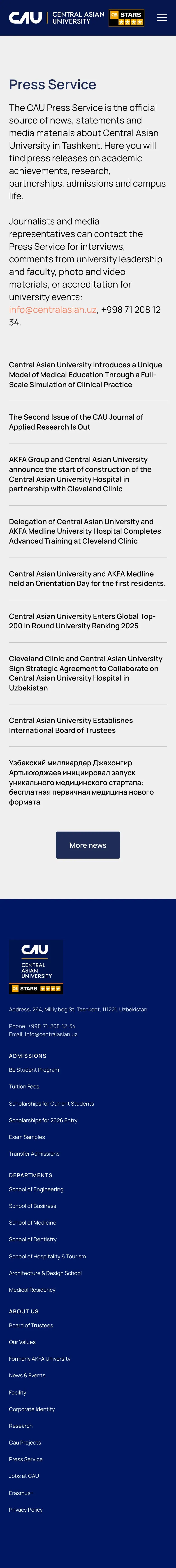 Central Asian University — Contact