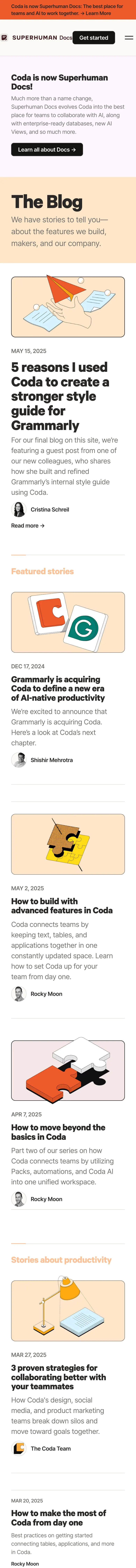 Coda — Yangiliklar va blog