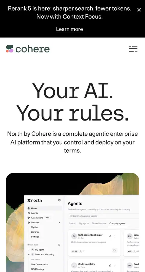 cohere.com — Landing sahifa