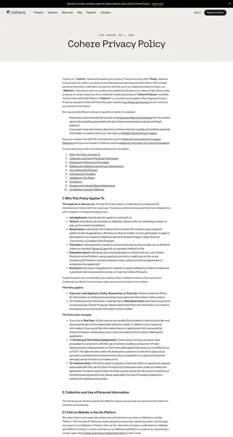 cohere.com — Huquqiy