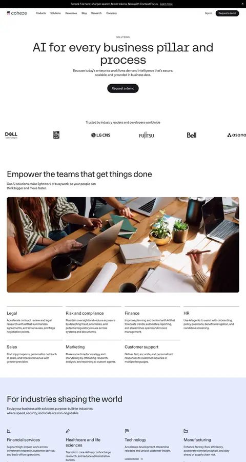 cohere.com — Landing sahifa