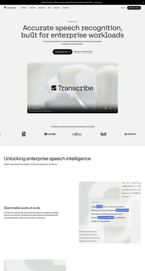 cohere.com — Landing sahifa