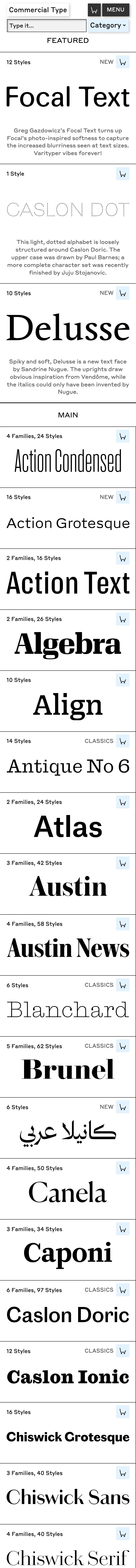 Commercial Type — Catalog