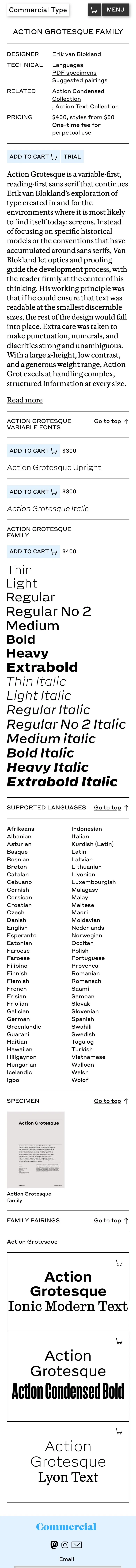 Commercial Type — Product
