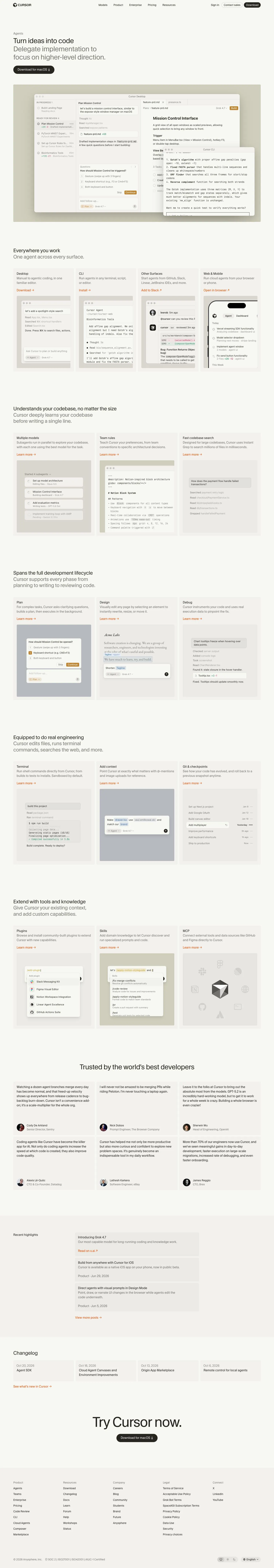cursor.com — Landing page