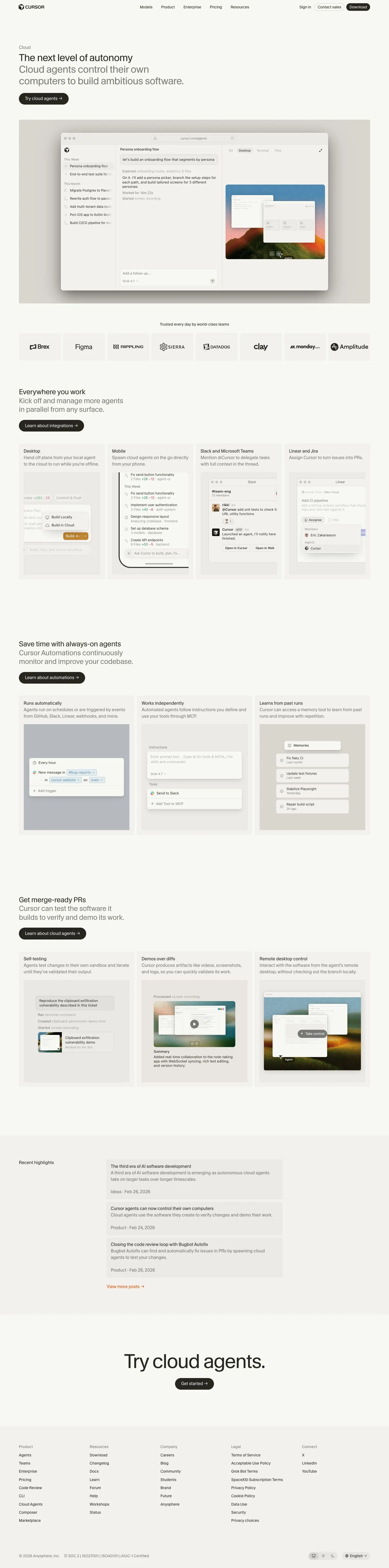 cursor.com — Landing page