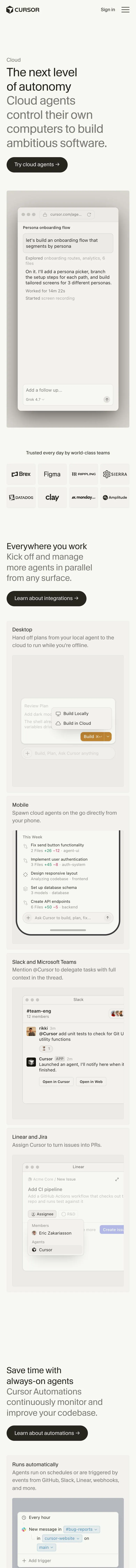 cursor.com — Landing page