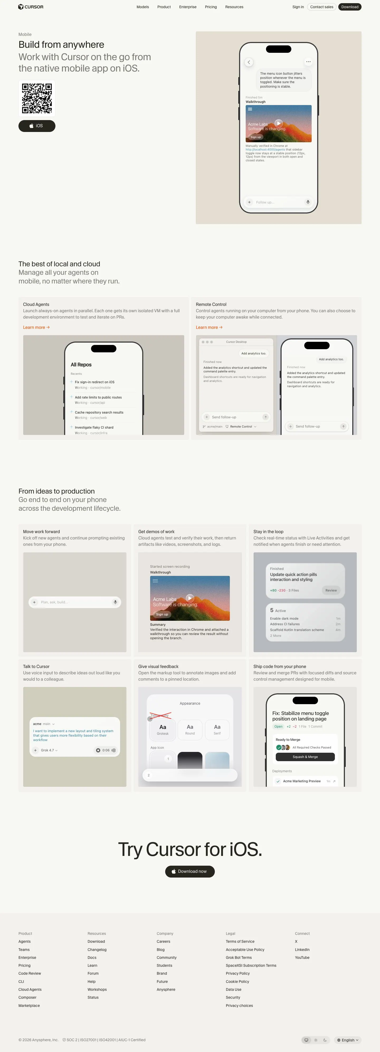 cursor.com — Landing sahifa