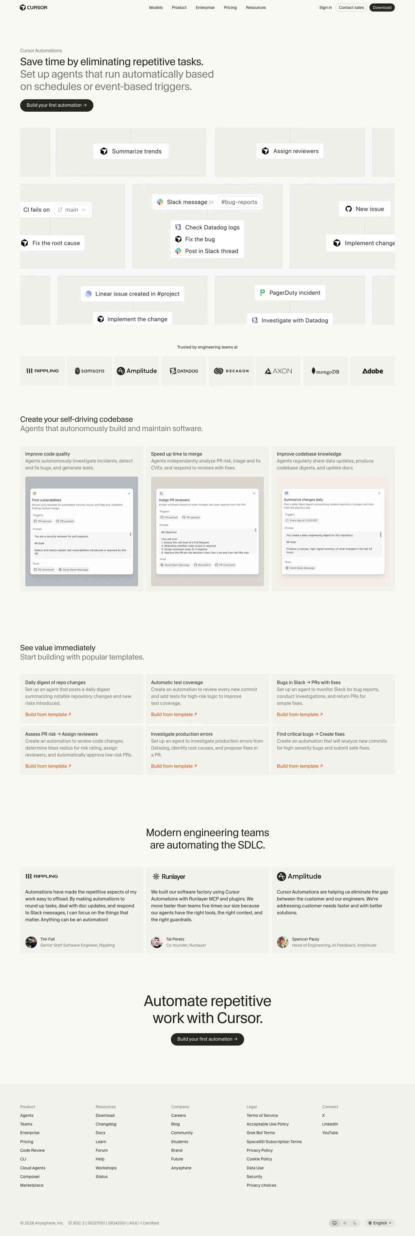 cursor.com — Landing sahifa