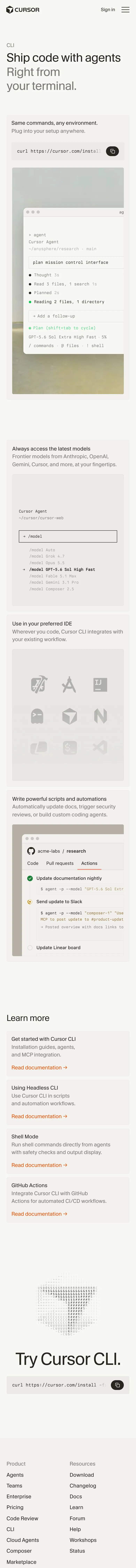 cursor.com — Landing page