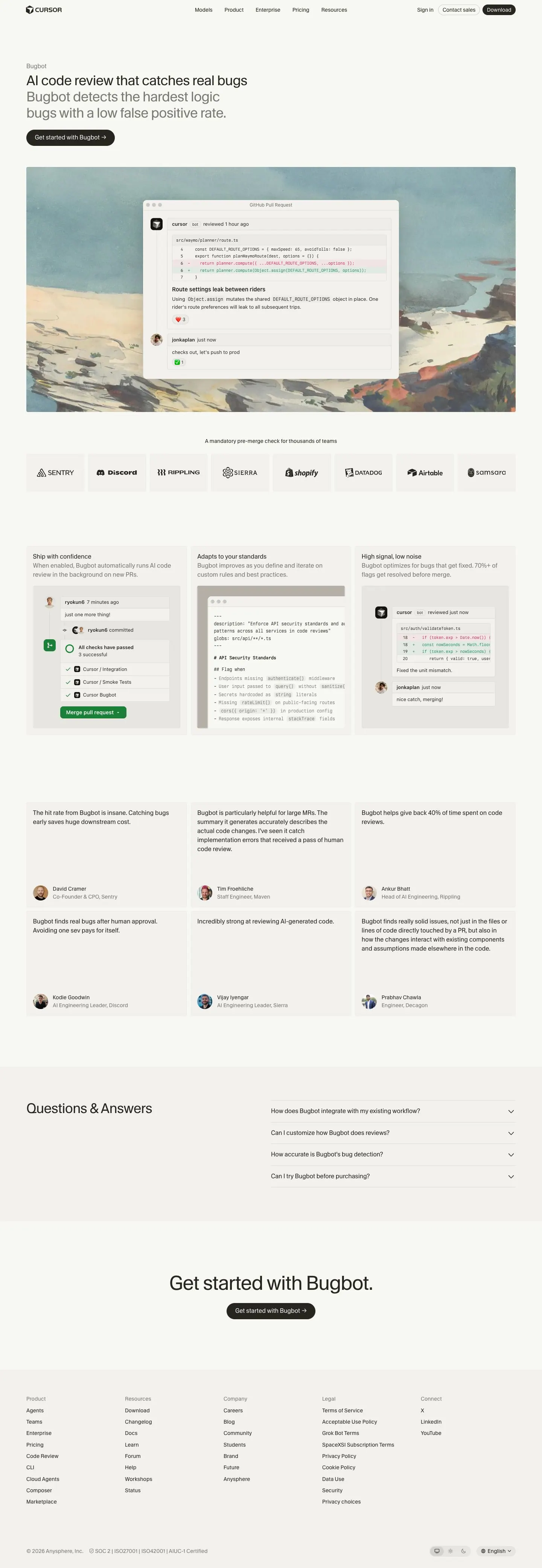 cursor.com — Landing sahifa