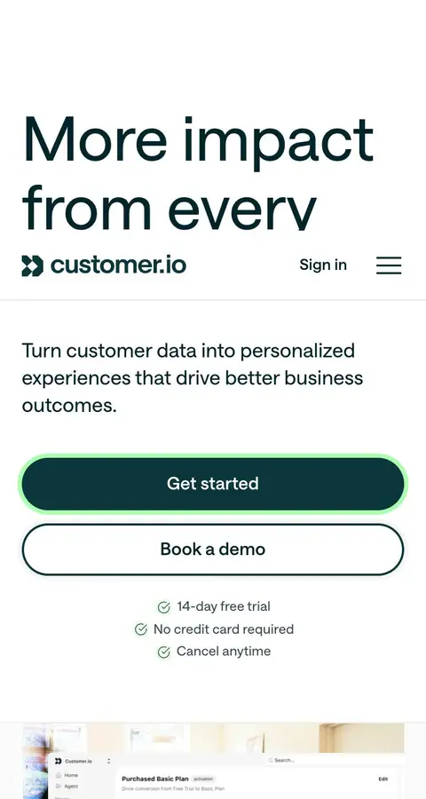 Customer.io — Bosh sahifa