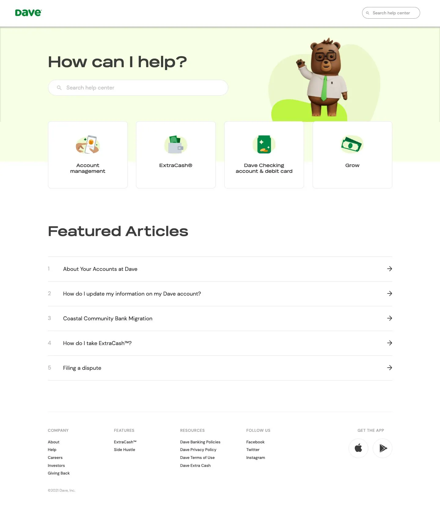 dave.com — Yordam va FAQ