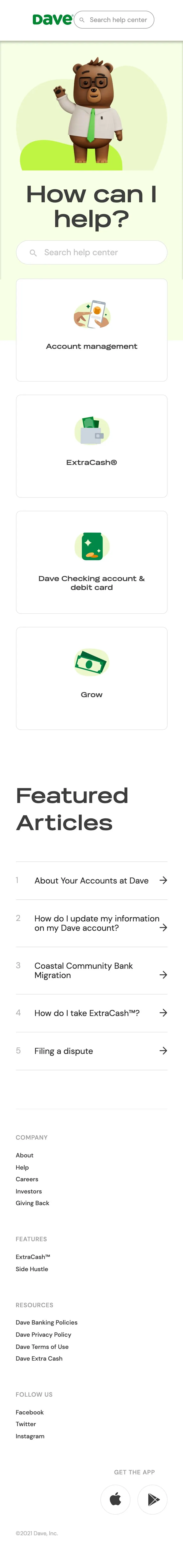 dave.com — Help & FAQ
