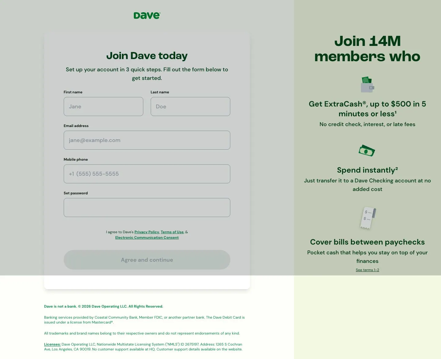 Dave — Sign up